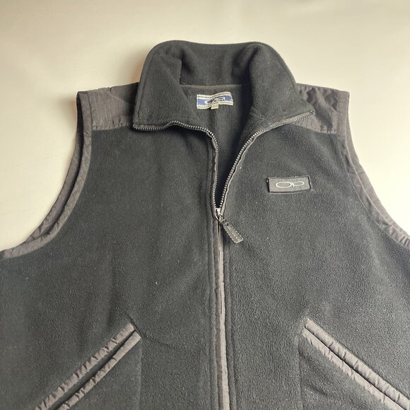 Vintage OP Ocean Pacific Mens Medium Vest Polar fleece Full zip Black Patch Logo - Picture 5 of 14